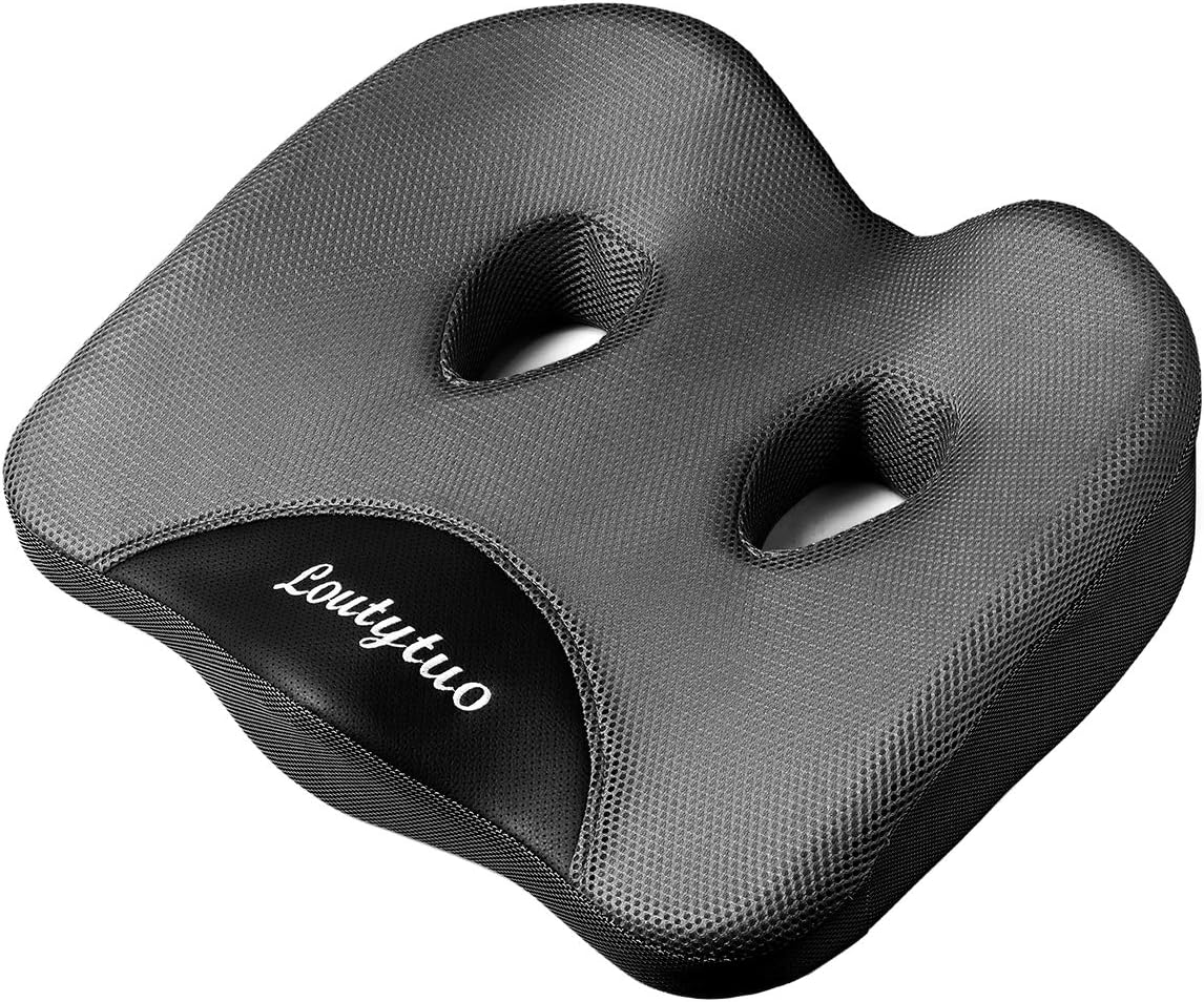 LOUTYTUO Seat Cushion Pillow,100% Memory Foam and Washable Cover,for Office Chair,Car Seat and Wheelchair,Tailbone & Sciatica & Back Pain Relief