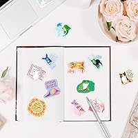 Vista 4 de Calcomanías de afirmación de animales – 50 calcomanías de vinilo impermeables con cita positiva para botella de agua, laptop, funda de teléfono