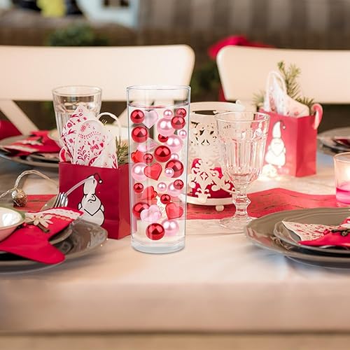 Miniatura 6 de 10152 piezas de relleno de jarrón para el día de San Valentín, perlas rosas y rojas, relleno de jarrón flotante de corazón para boda, hogar, mesa,