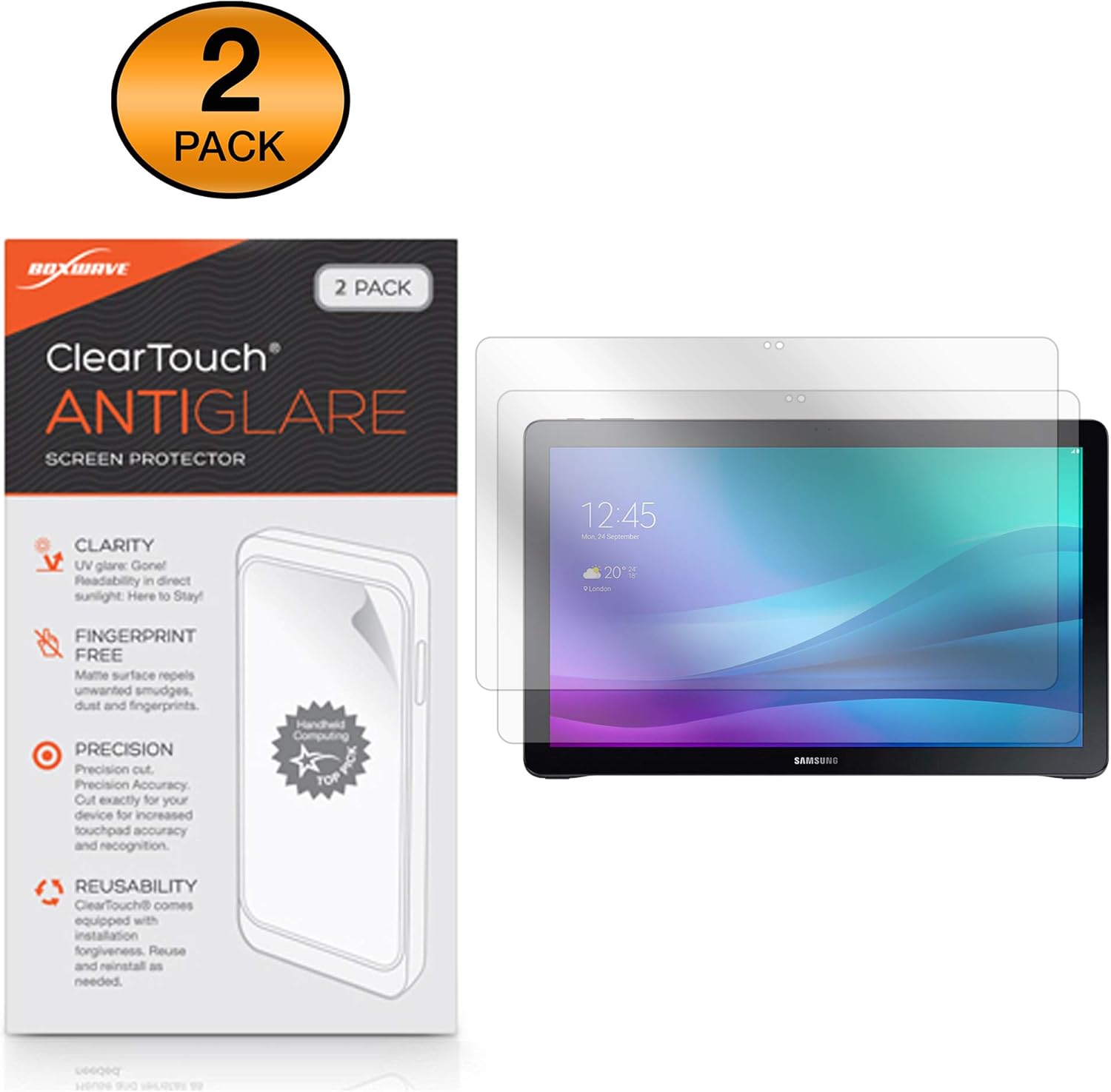 BoxWave Screen Protector Compatible with Samsung Galaxy View 18.4 (SM-T677) - ClearTouch Anti-Glare (2-Pack), Anti-Fingerprint Matte Film Skin