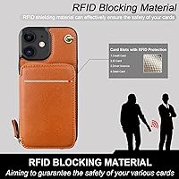 Vista 52 de Bocasal Funda tipo cartera cruzada para iPhone 12/12 Pro, funda de piel con bloqueo RFID y soporte para tarjetas, funda protectora con cremallera