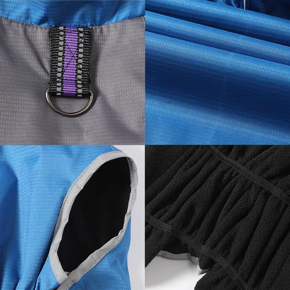 Winter Dog Coat Reflective Waterproof Windproof Warm Dog Turtleneck Clothes for Cold Weather Polar Fleece Lining Doggie Outdoor Jacket Adjustable for Small Medium Large Dogs(CFY01-blue-xxxl) : Pet Supplies