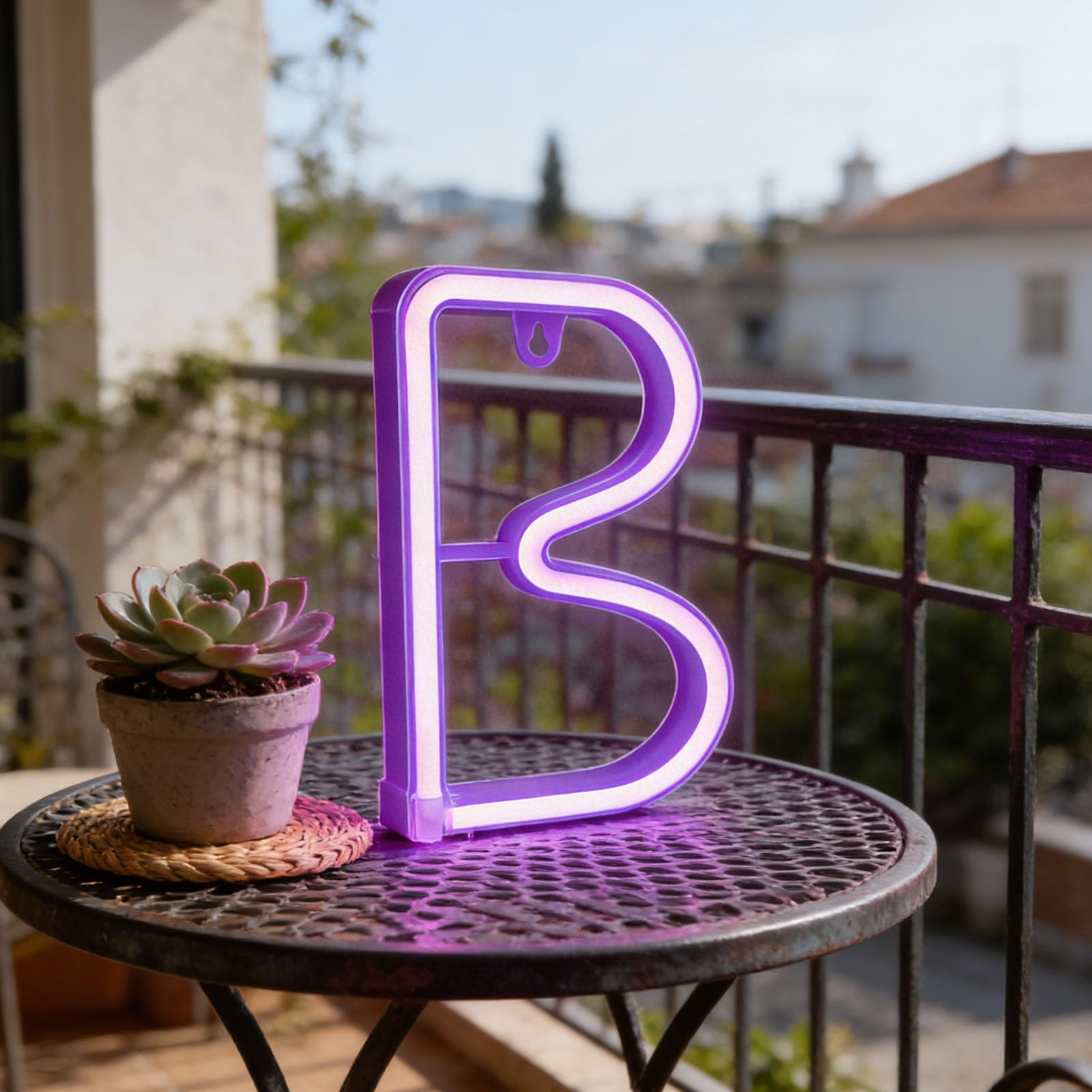 shulovehua LED Purple Neon Letter Signs Night Light Battery or USB Operated LED Marquee Letters Neon Art Decorative Lights Wall Decor for Children Baby Room Christmas Wedding Party Decoration(B)