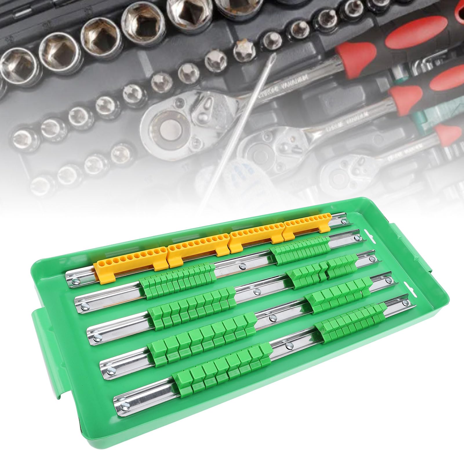 Prigionieri di Trasmissione Regolabili 'Organizzatore a Cricchetto Portatile, Vassoio a Presa Magnetica, Organizzatore Set di Socket Portatili, Presa Multifunzionale con Binario in Alluminio e