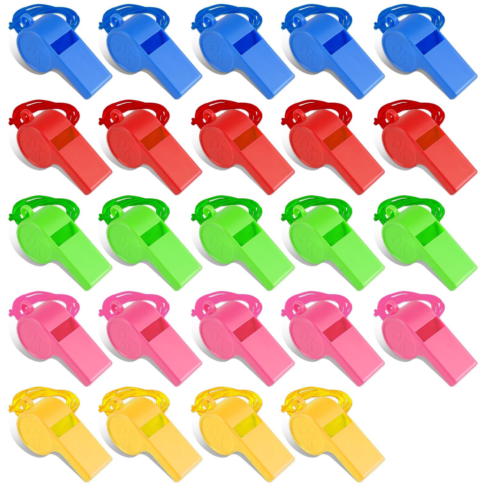 Abeillo 24PCS Plastic Sports Whistles Coaches Whistle with Crisp, Whistle with Lanyard for Kids Adult Sports Pet Training Basketball Soccer Emergencies (Random Color) - Image 2
