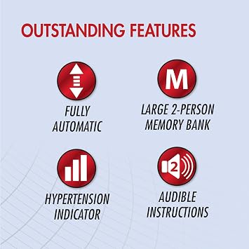 SmartHeart Blood Pressure Monitor | Wide-Range Upper Arm Cuff | Audible English Spanish Instructions and Results for Visually Impaired | 199-Reading Memory