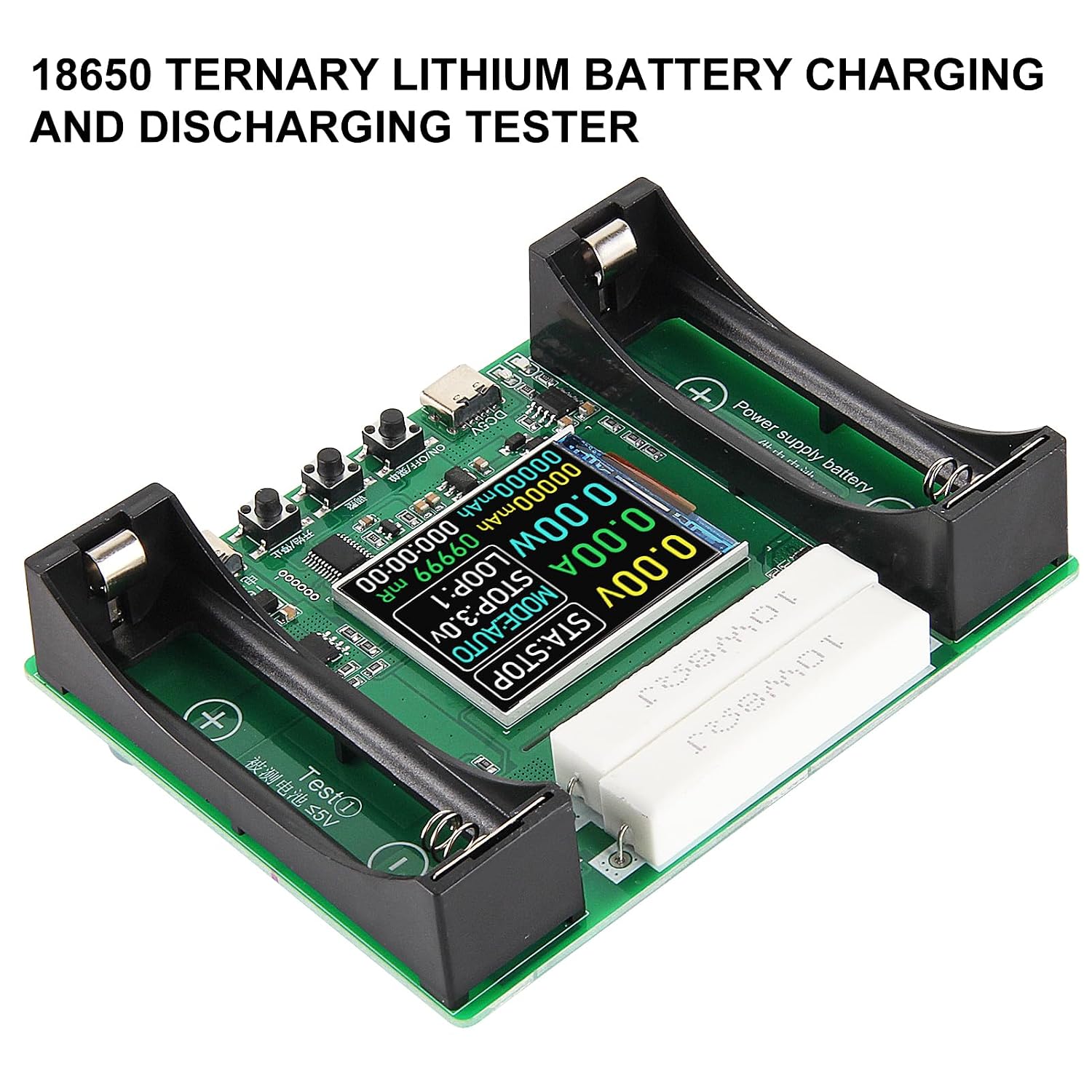 Battery inserted into the tester for charging and discharging