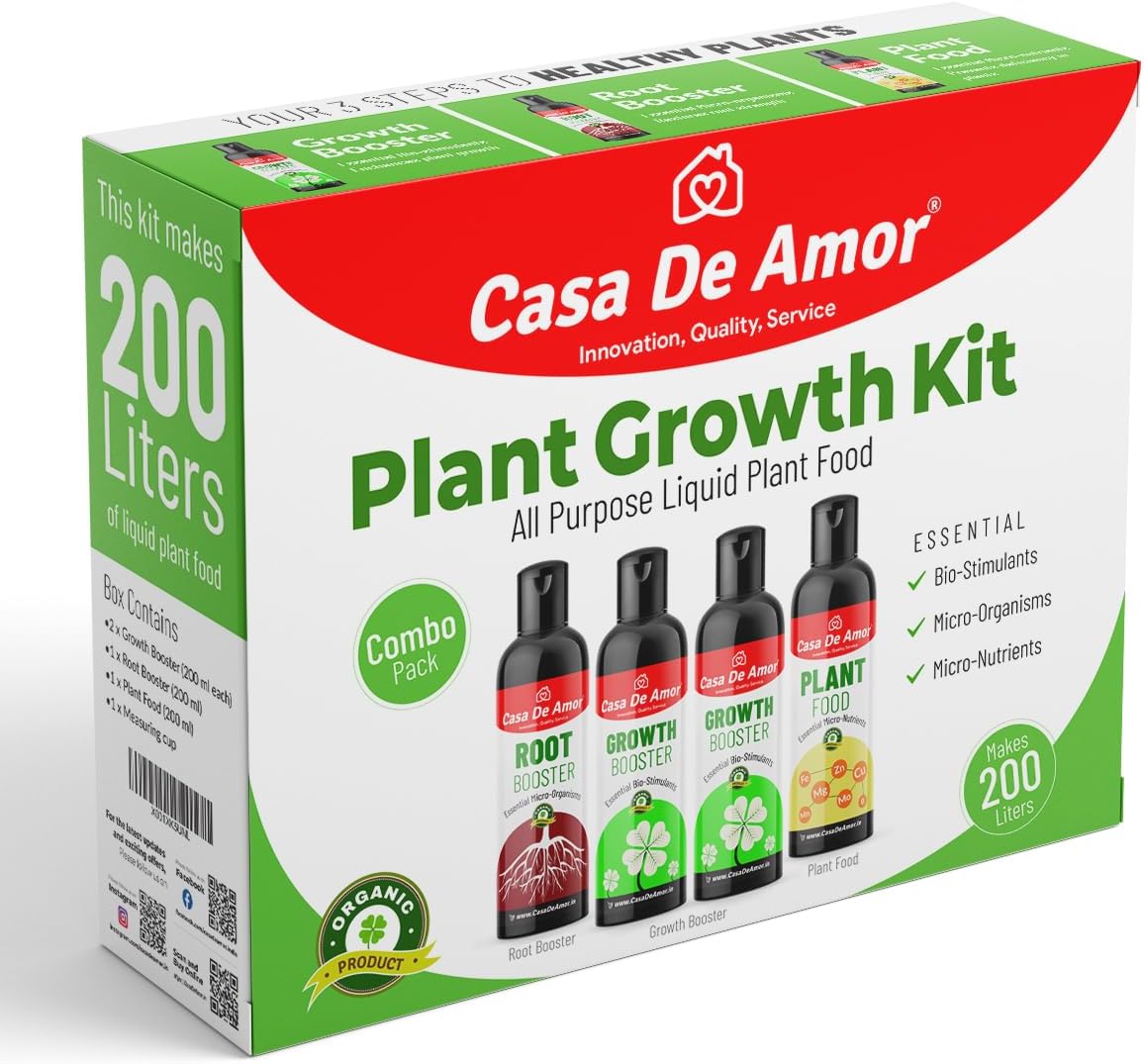 plant kit 3-in-1 liquid fertilizer - boost growth, improve roots and nutrient plants | Ideal for indoor and outdoor gardens (800ml)