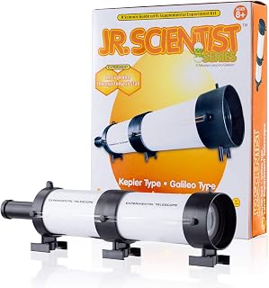 AmScope TLDIY-BK IQCrew Kids Building and Learning Optical Experiment Telescope Kit and Science Guide