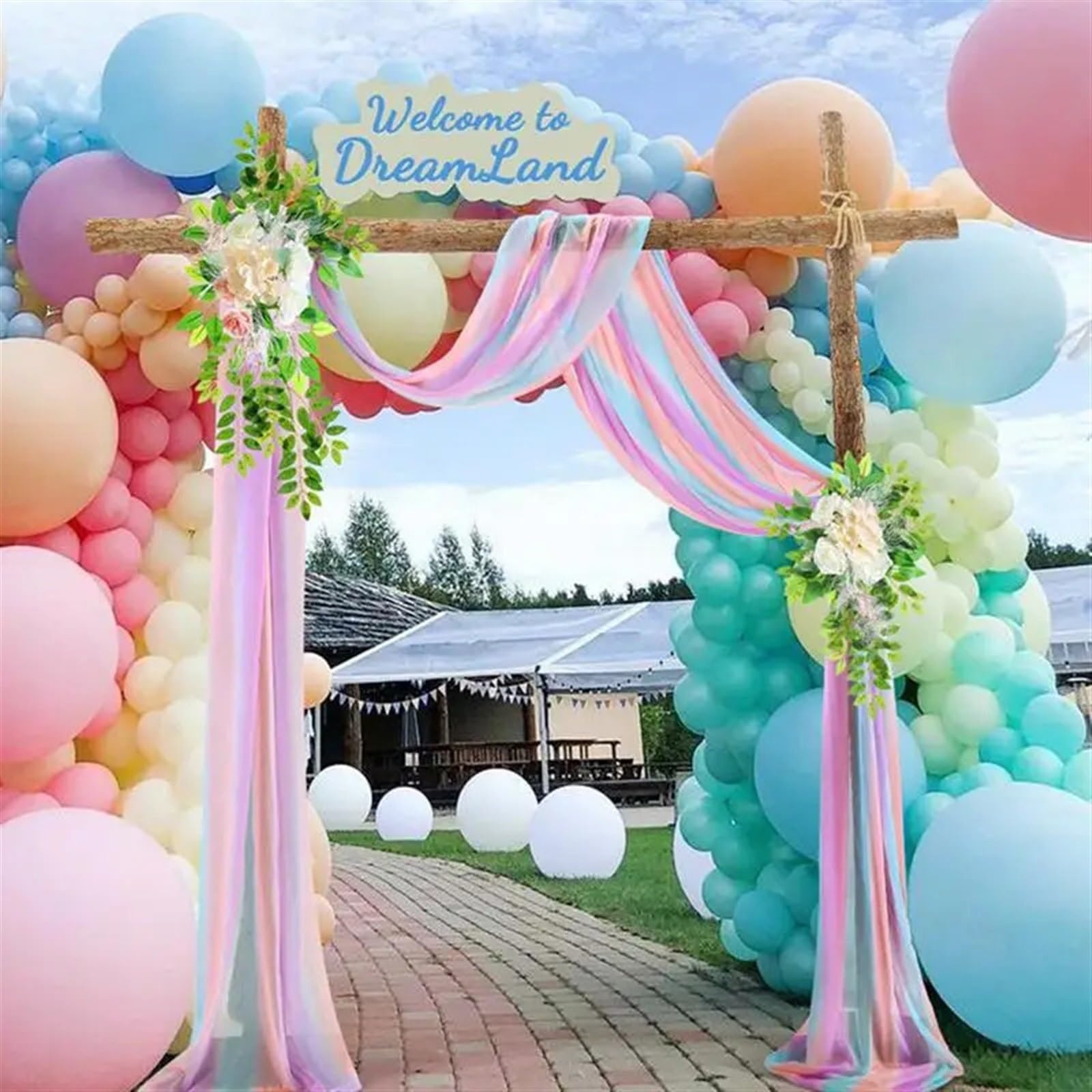 Rideaux D'Arche De Mariage Rideaux en mousseline de soie for arc de mariage, décorations de fond de photographie, décor de mariage, maison, jardin, fête d'anniversaire, décoration murale suspendue Pou