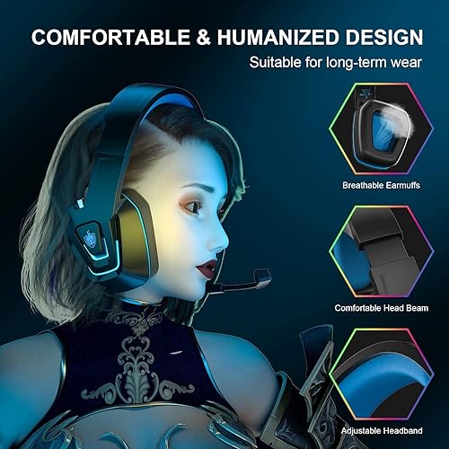 Vista 10 de YOTMS Auriculares para juegos para PS5, PC, PS4, Xbox Series X/S, Switch y Mobile, auriculares para juegos con sonido envolvente 7.1, micrófono