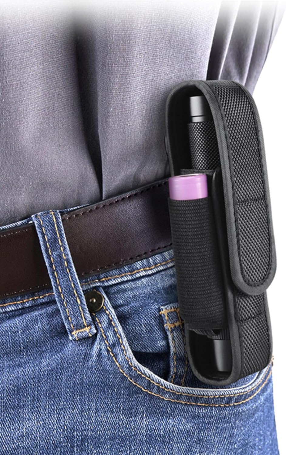 Adjustable Tactical Flashlight Holster with Battery Storage – Large