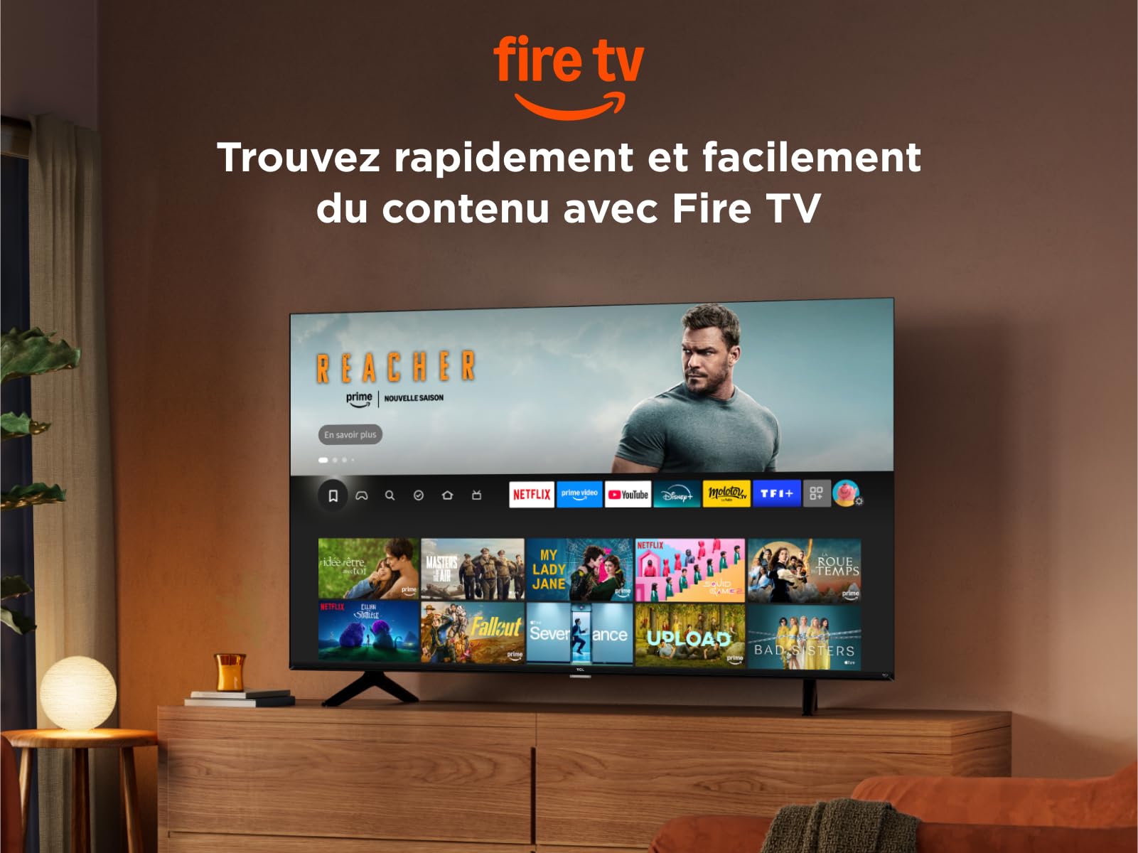 TCL 55PF650A 55" 4K Ultra HD Fire TV (Smart TV with Dolby Vision & Atmos, Tap and Ask Alexa) | Game Master, Motion Clarity, Dolby Vision & Atmos, Press & Ask Alexa
