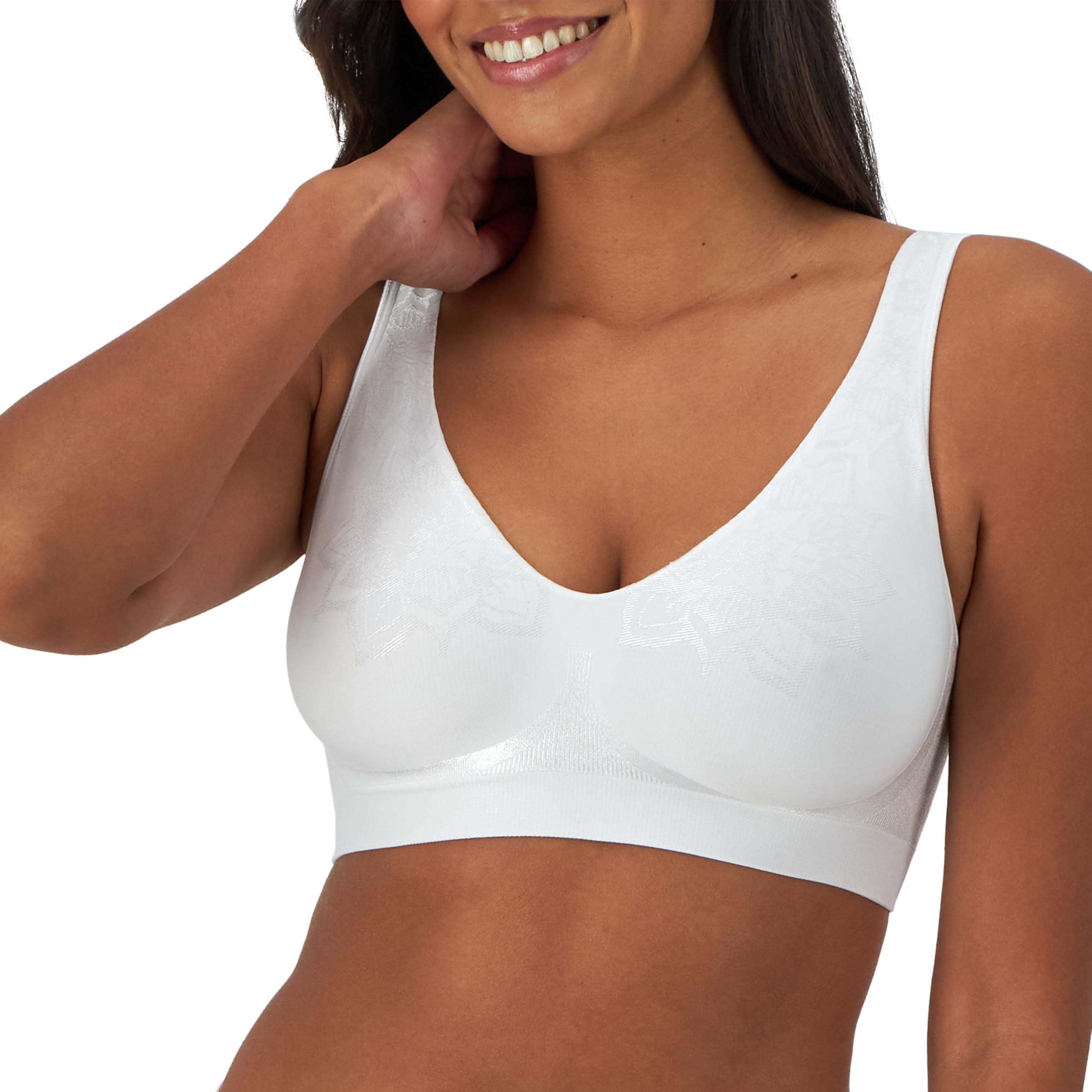 Bali Women's Comfort Revolution Df3484 Wirefree Bra with ComfortFlex Fit, Opaque, White Aztec Print, M