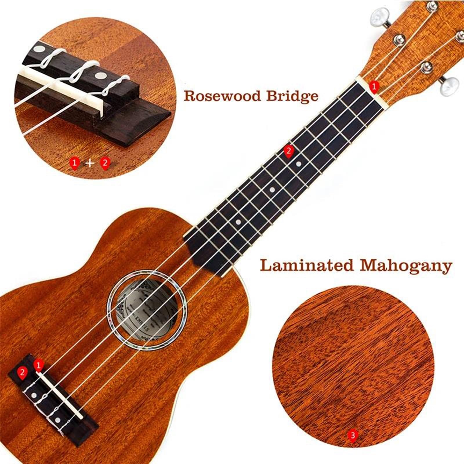 Ukulele Mahagoni 21 Zoll Ukelele Uke 4 Saiten Hawaii Gitarre Mit Gigbag