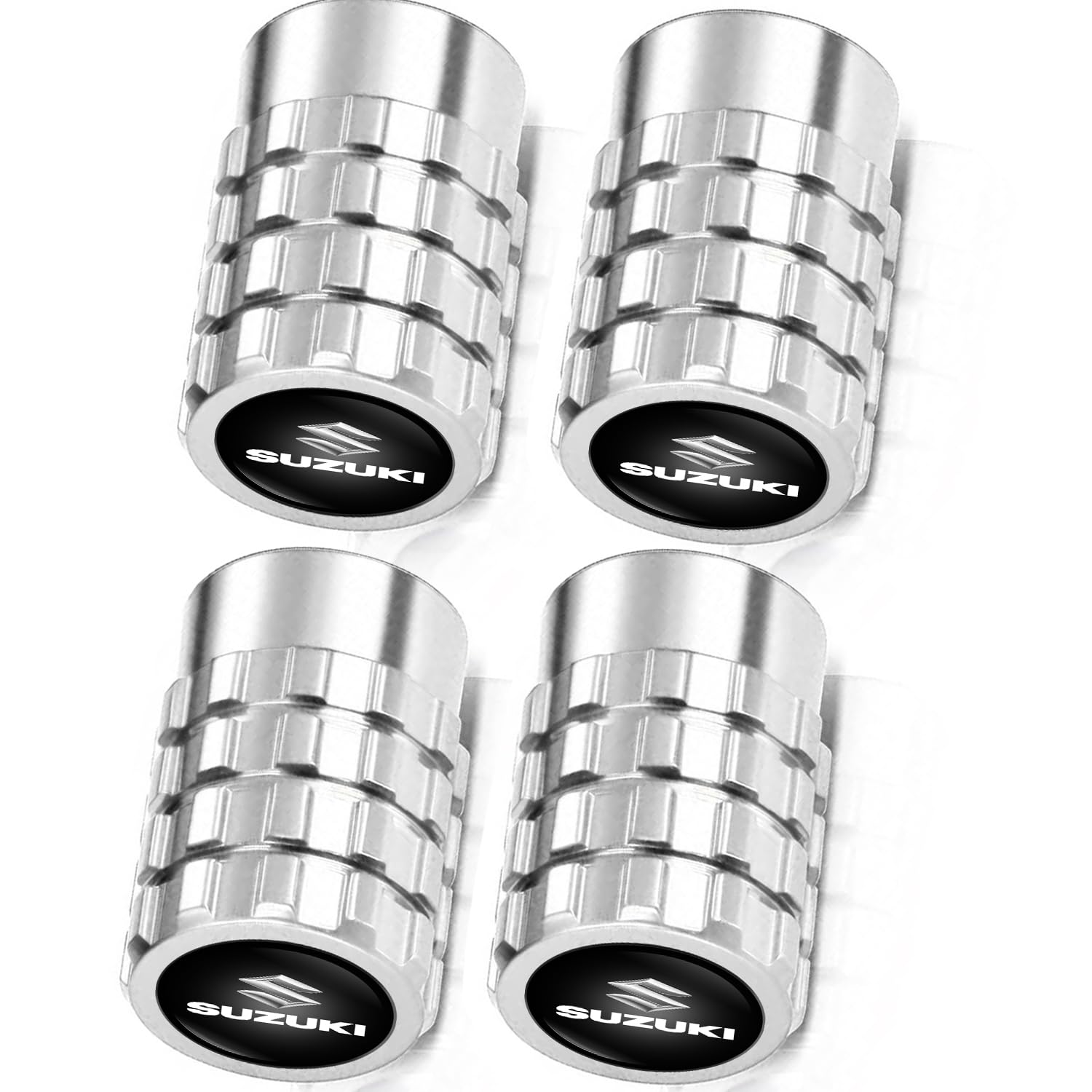 CAYBE Metal Auto Car Tire Valve Stem Caps Compatible with Suzuki Swift Vitara Grand Ii Sx4 Baleno Kizashi Jimny Ignis All Models Wheel Cap, Air Valve Caps Styling Decoration Accessories 4pcs