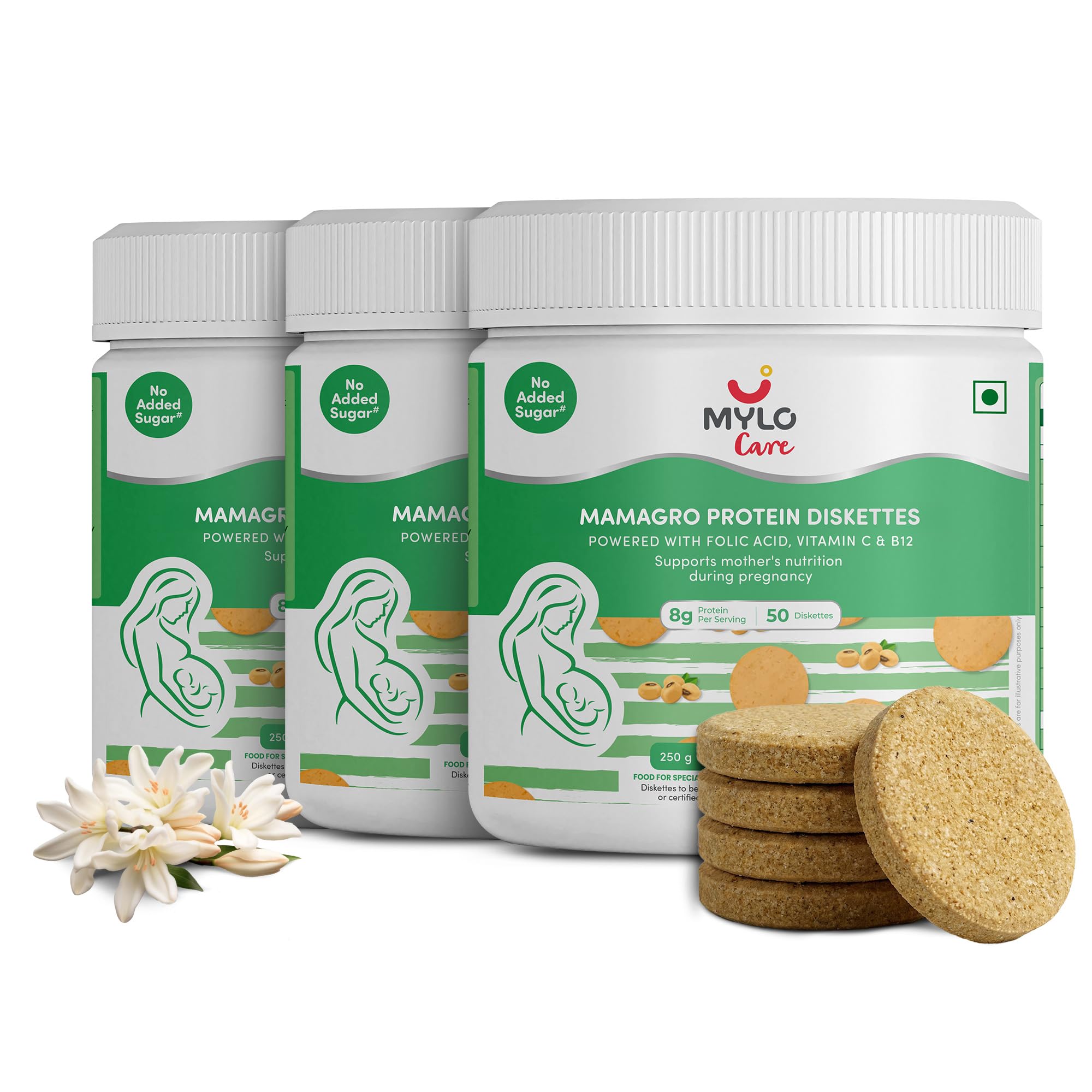 Mylo Care MamaGro Protein Diskettes | High Protein Snack for Pregnant Women | Supports Baby Growth, Placenta Development & Daily Nutrition | 250g (250 g (Pack of 3), Vanilla & Jeera & Chocolate) — Amazon image 13