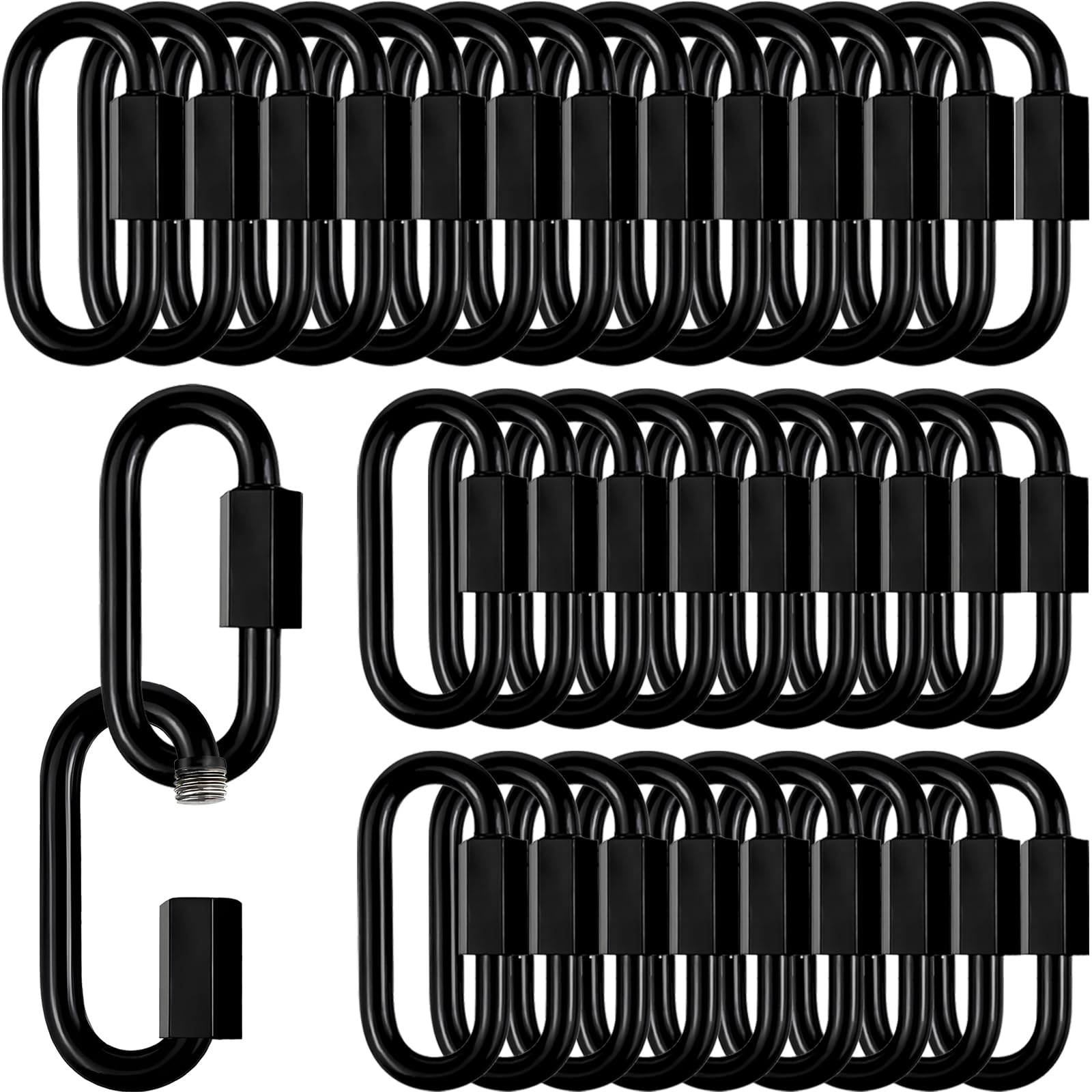 Catena a maglie rapide resistenti, moschettone di bloccaggio antiruggine, connettore a catena a collegamento rapido, a forma di D, per esterni, campeggio, altalena, escursionismo