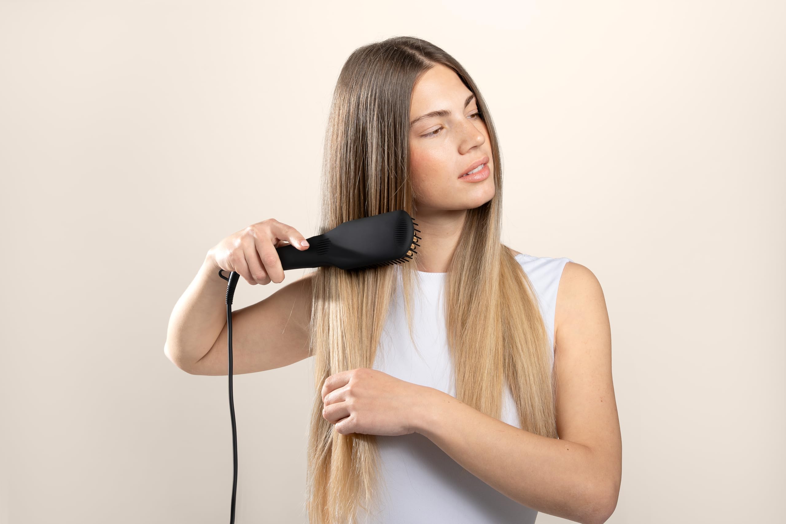 Nala Ionic - Spazzola Elettrica Lisciante per Capelli, Tecnologia ionica, in Ceramica, Tempo di Riscaldamento 30s, 120°C-230°C, Anti crespo, Anti-Scottatura, Cavo professionale 2m