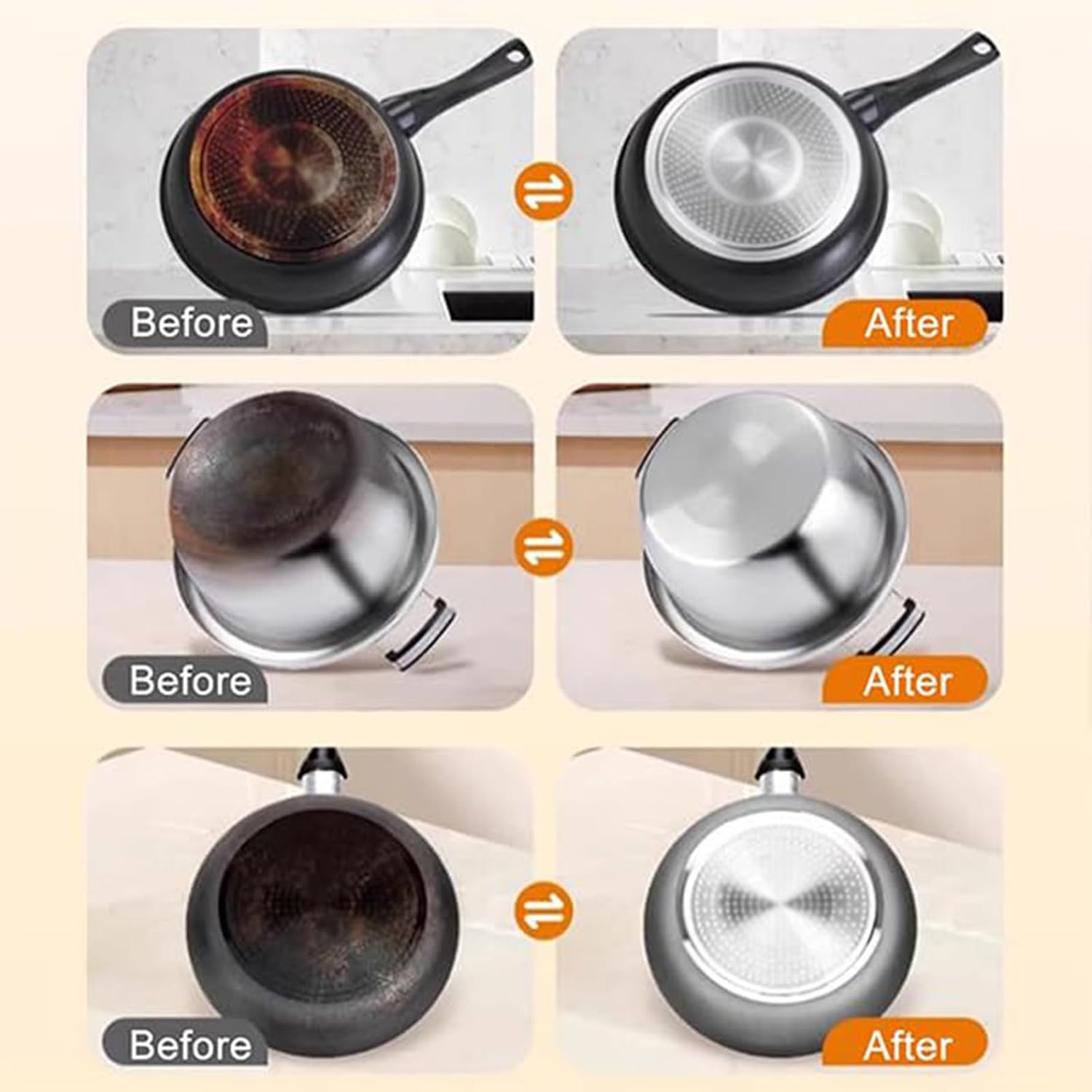 Powerful Burnt Residue Remover Paste For Cookware, 9.17OZ Pot Cleaner For Bottom Of Pans, Stainless Steel Cleaner Fo𝐫 Pots And Pans, Removes Stubborn Stains On Stainless Steel (3PC)