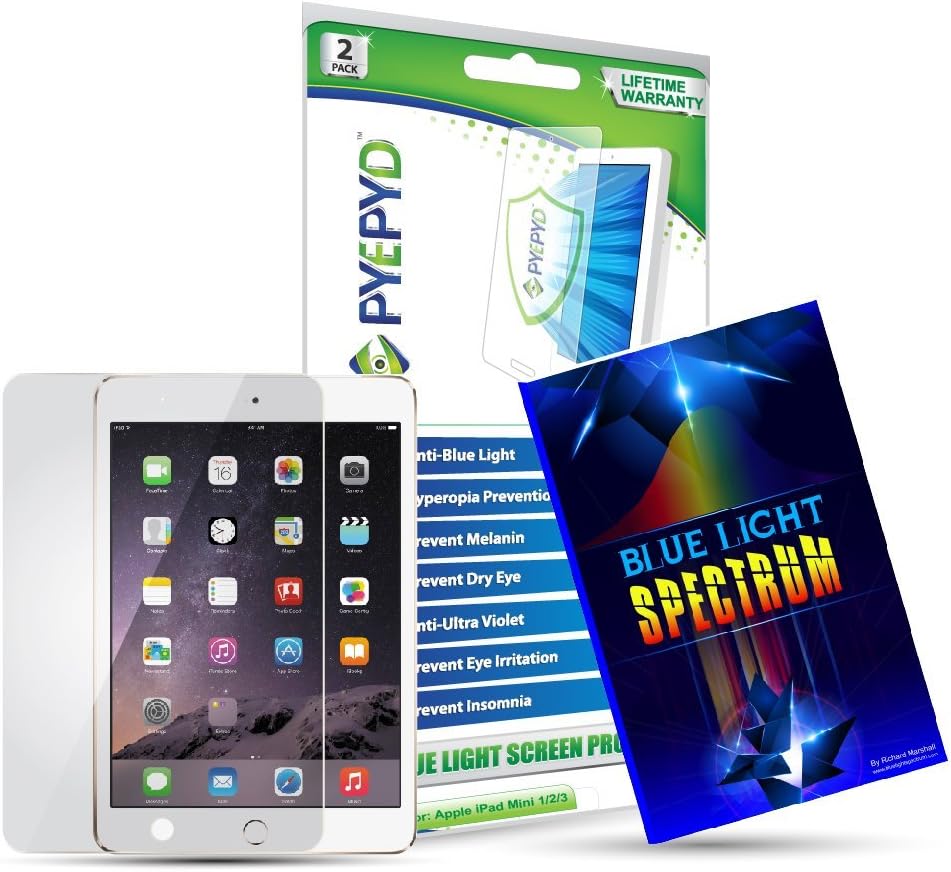 PYEPYD Anti-Blue Light Screen Protector for iPad Mini 1/2/3 UV Filter HD Clear Anti-Scratch Premium Quality Film - Saves Your Eyesight from Harmful UV Ray and Blue-Light