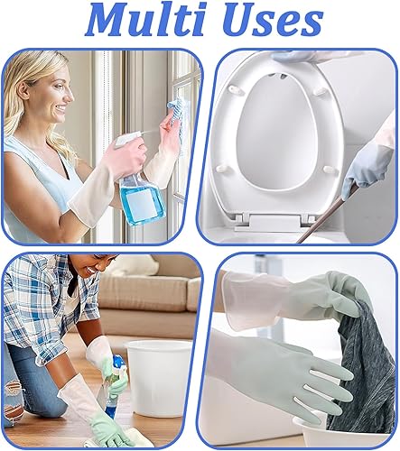 Miniatura 5 de 3 guantes de goma duraderos para el hogar, guantes impermeables para lavar platos de cocina con diseño de PVC grueso