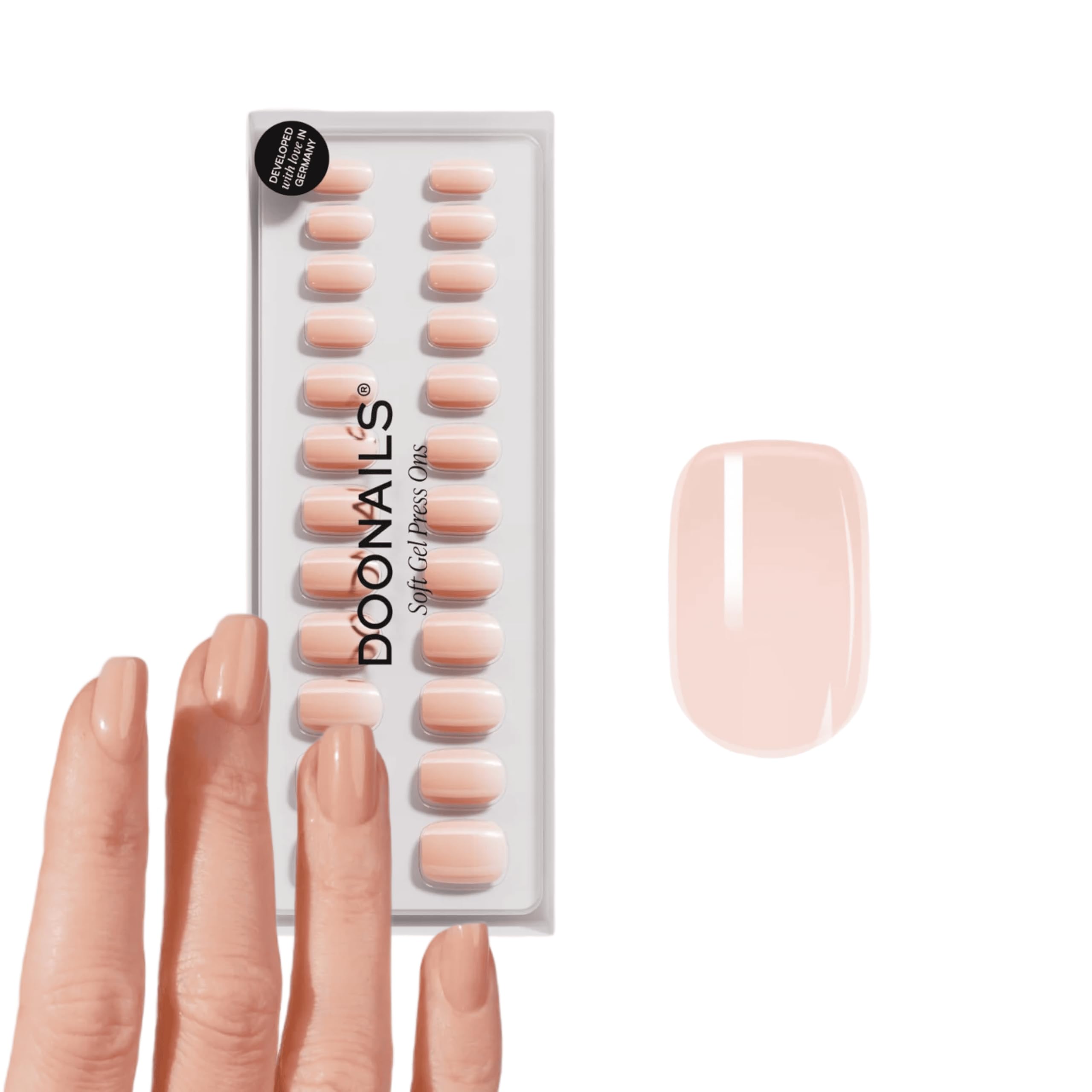 DOONAILS® - Soft Gel Press On Nails 30er Set, Latte Short Square Form Beige, Nägel zum Aufkleben Full Cover in Salonqualität, Fake nails soft gel Short, Natürliches & angenehmes Tragegefühl