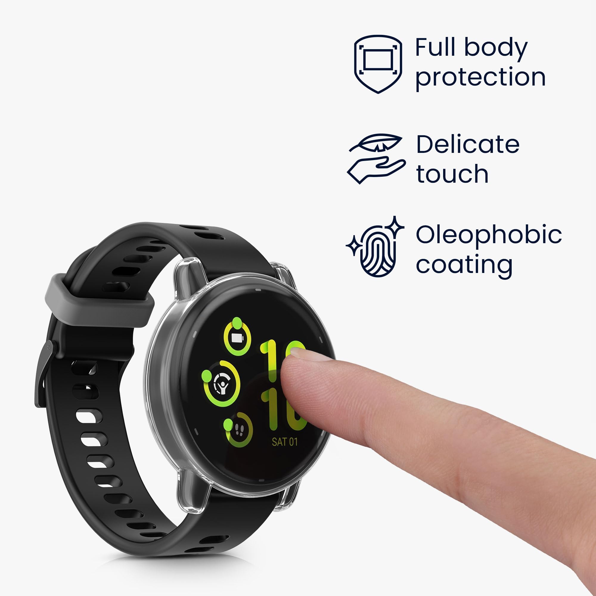 Kwmobile 2 Custodie Protettive In Silicone Per Garmin Vivoactive 4 (45mm) - Cover Trasparente E Nero, Antiurto E Anti Graffio