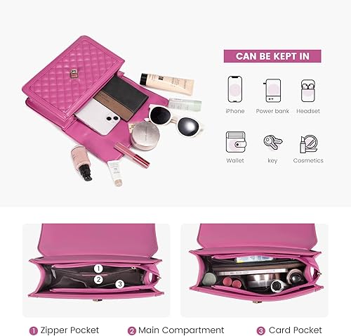 Miniatura 3 de LOVEVOOK Bolsos cruzados para mujer, de cuero, acolchado, con correa de cadena, bolso de mano de moda, bolso de noche para mujer