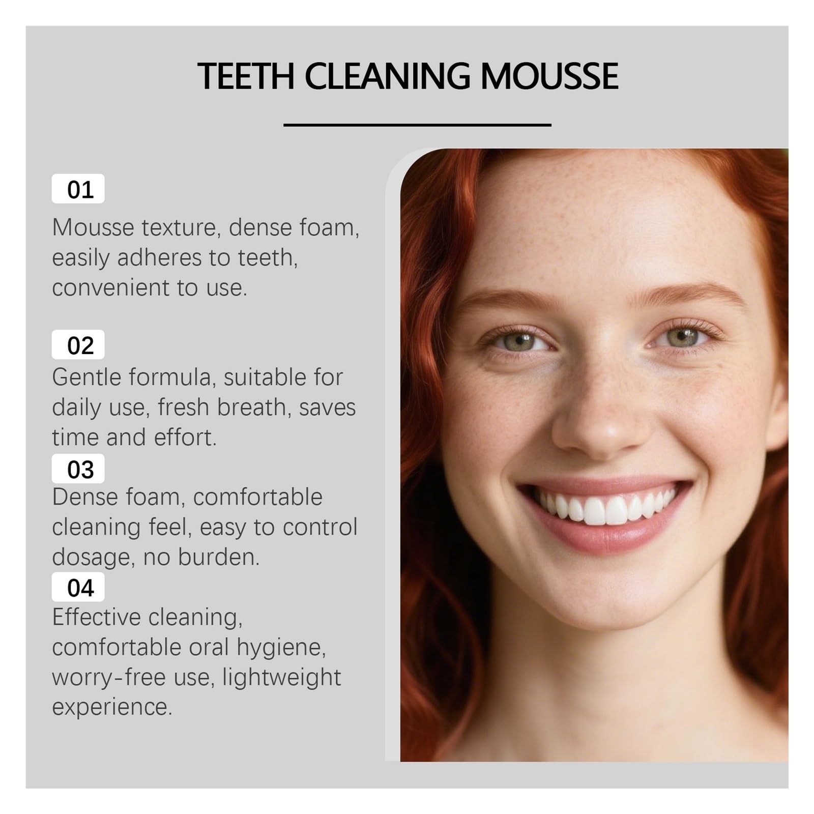 Mousse Limpiador Dental 60ml: La textura espumosa limpia suavemente la de los dientes, haciendo que el cepillado diario sea más suave(2pcs)