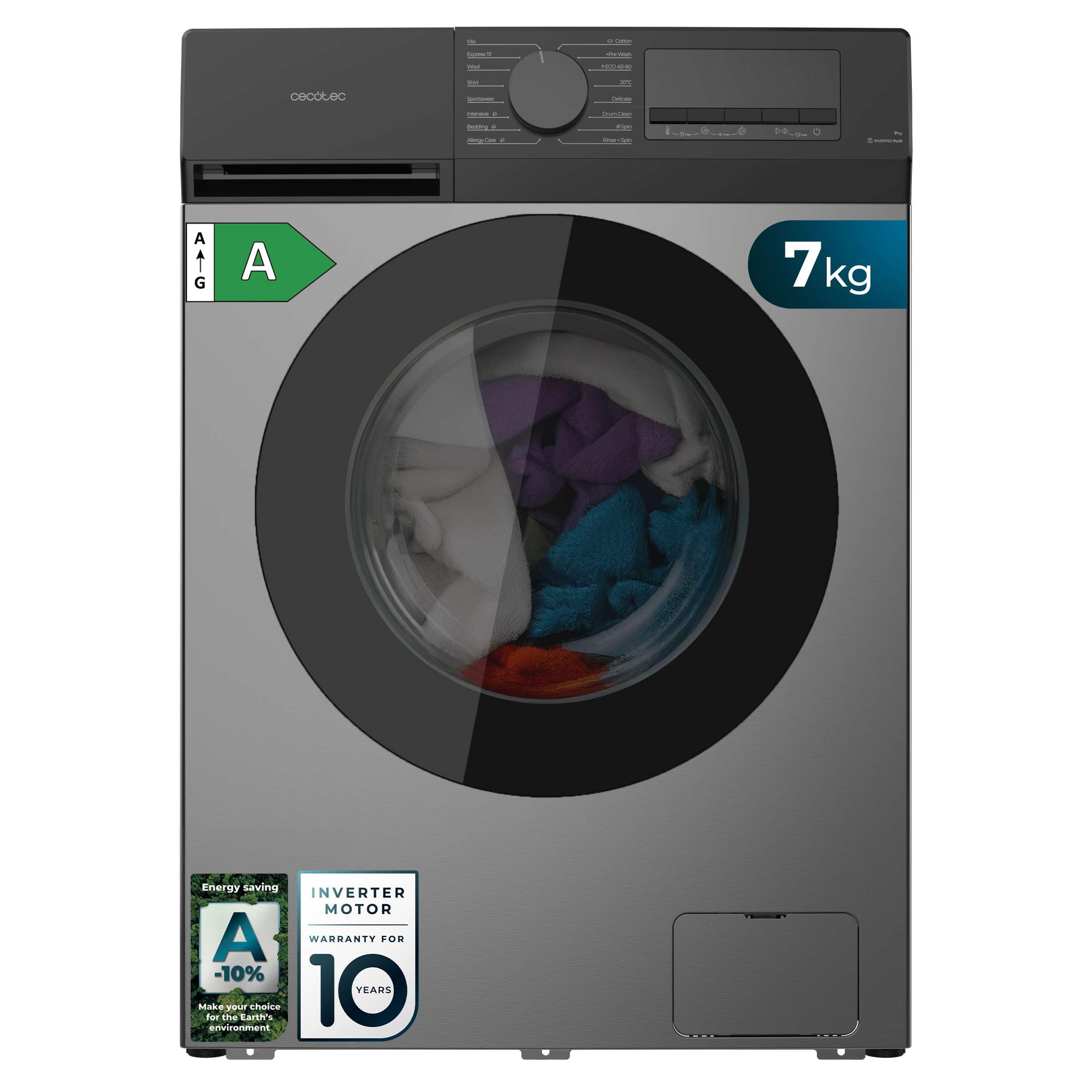 Cecotec Lavadora Carga Frontal 8Kg Bolero DressCode 8450 Inverter, 1400 rpm, 16 programas, Clase A-20%, Motor Inverter Plus, Allergy Care, Pearl Drum, Función Silence, Stop&Go y Kid Lock, Blanca — view 16