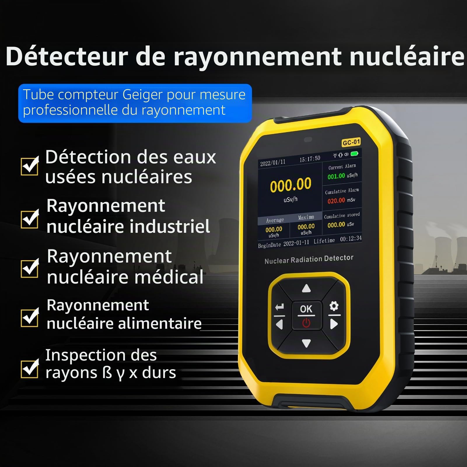 Compteur Geiger β γ X Ray Surveillance en Temps Réel Compteur de Détection Audioactif Numérique pour Carrelage en Marbre