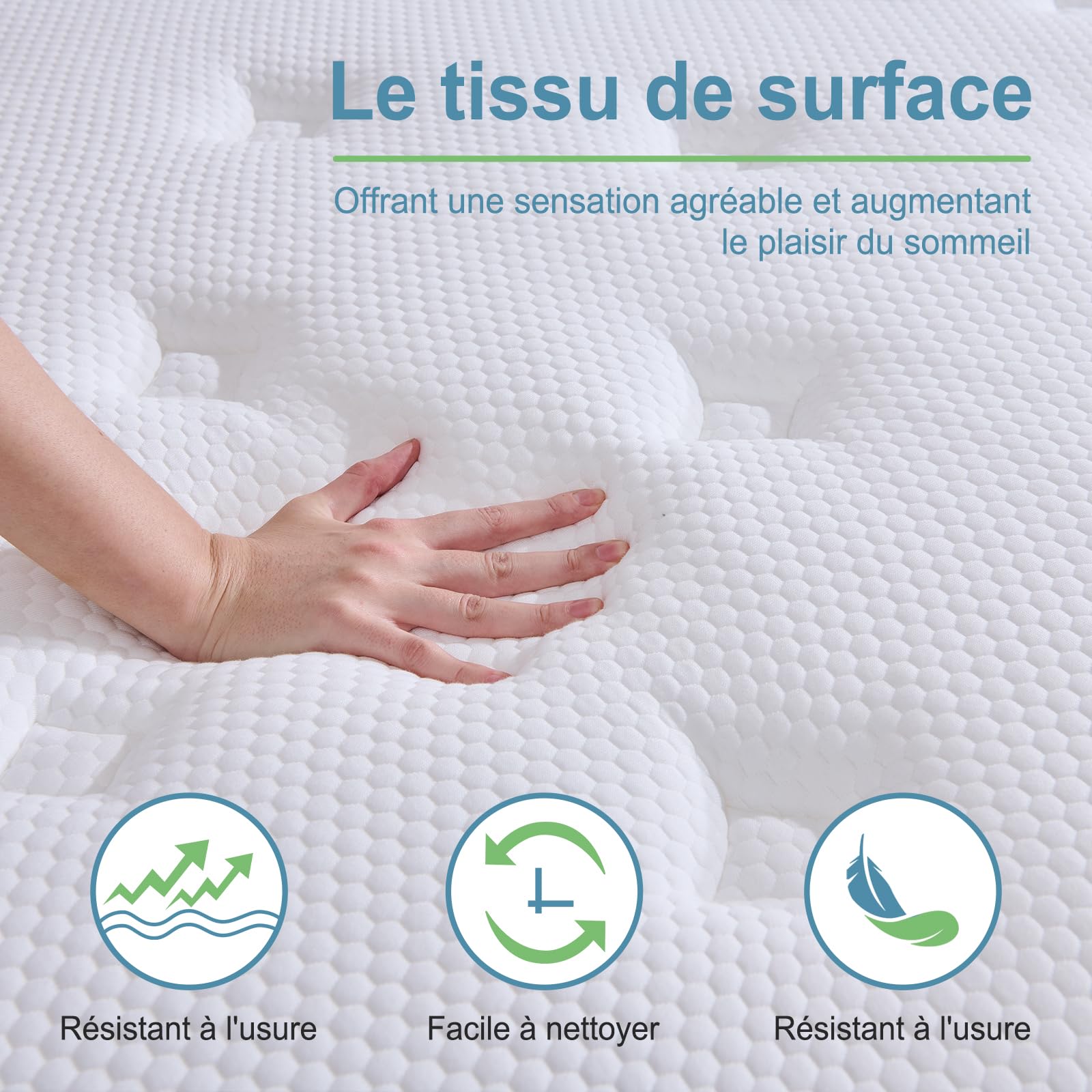 Hiimgo Matelas 140x190x22 cm Matelas à Ressorts Ensachés Indépendant et Mousse à Mémoire De Forme, Dureté Moyenne, Durable, Soutien Parfait, Respirant (140x190x22)