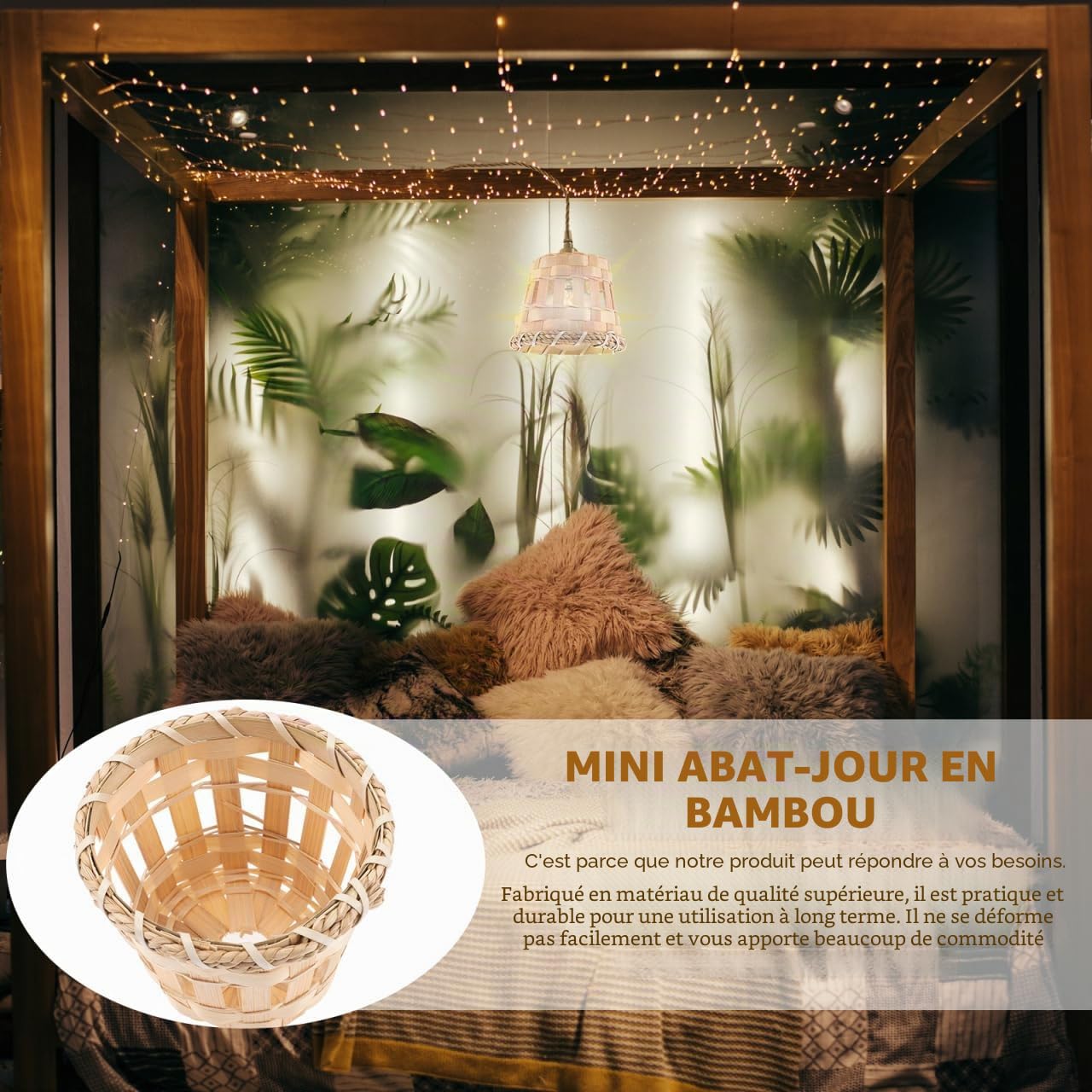 DOITOOL Abat-Jour Bambou Tissé À La Main Petit Couvercle Lumineux Intérieur 3.15 Pouces Décoration Naturelle Pour Lampe De Chevet Salon Et Bureau