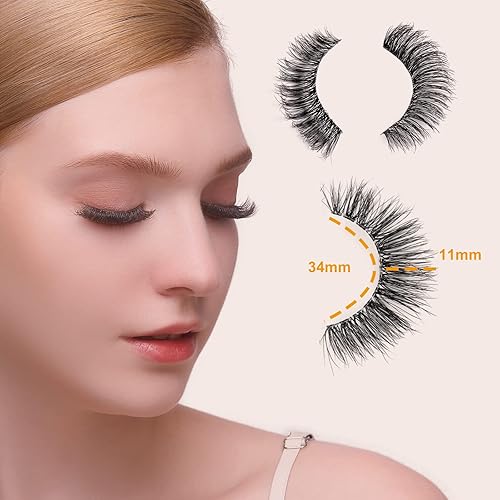 Miniatura 10 de Pestañas postizas de ojo de gato, pestañas postizas de visón sintético, pestañas postizas esponjosas de aspecto natural, 8 pares