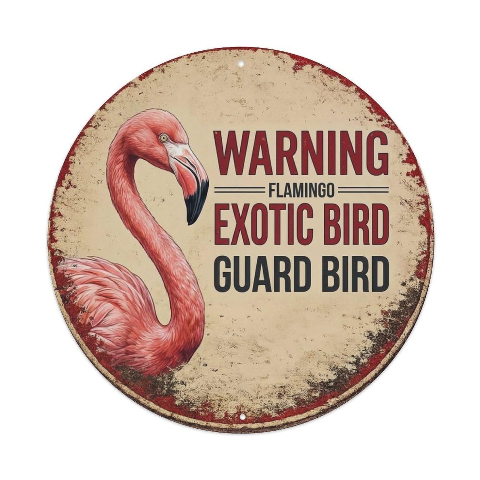 Tgrcjimh Style Metal Tin Sign Vintage Warning Flamingo