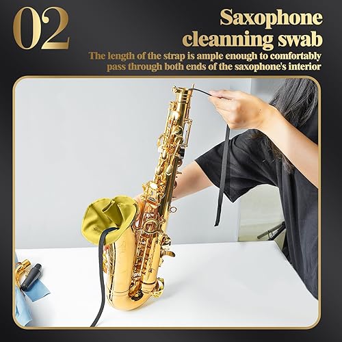 Miniatura 3 de Herramienta de cuidado de limpieza de paño de limpieza de saxofón para flauta Saxofón Tubo interior (amarillo)