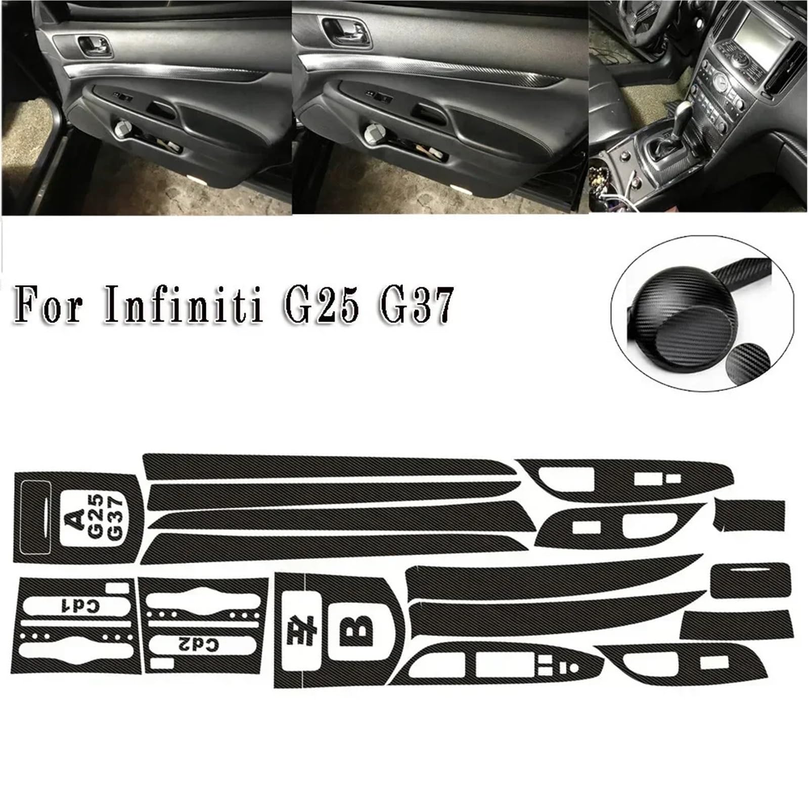 Ochrona Podłokietnika Naklejki na konsolę środkową w stylu włókna węglowego, pasujące do Infiniti G25 G37, stylizacja samochodu Skórzana poduszka na podłokietniki