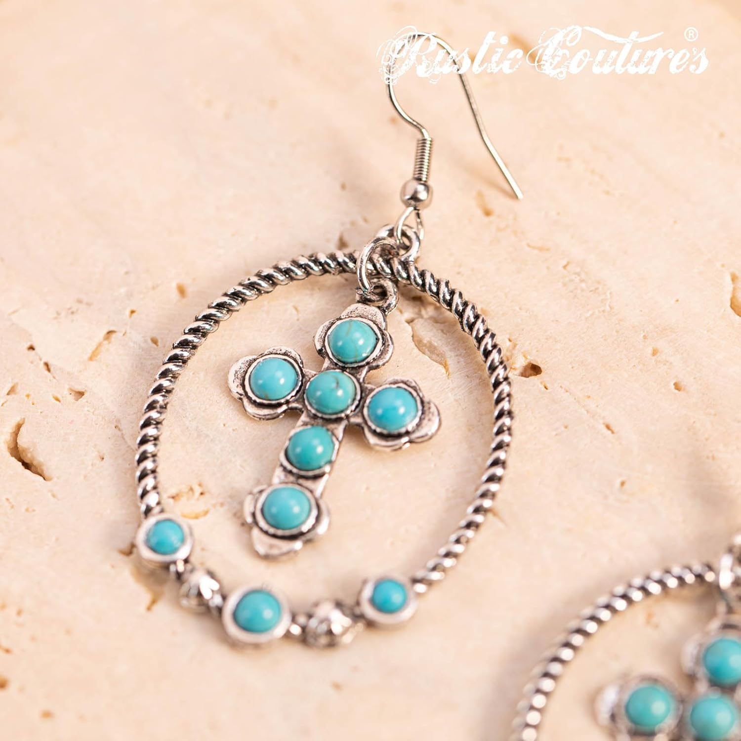 Rustic Couture's Western Turquiose Earrings for Women Cowgirl Country Dangling Concho Western Jewelry - Image 3