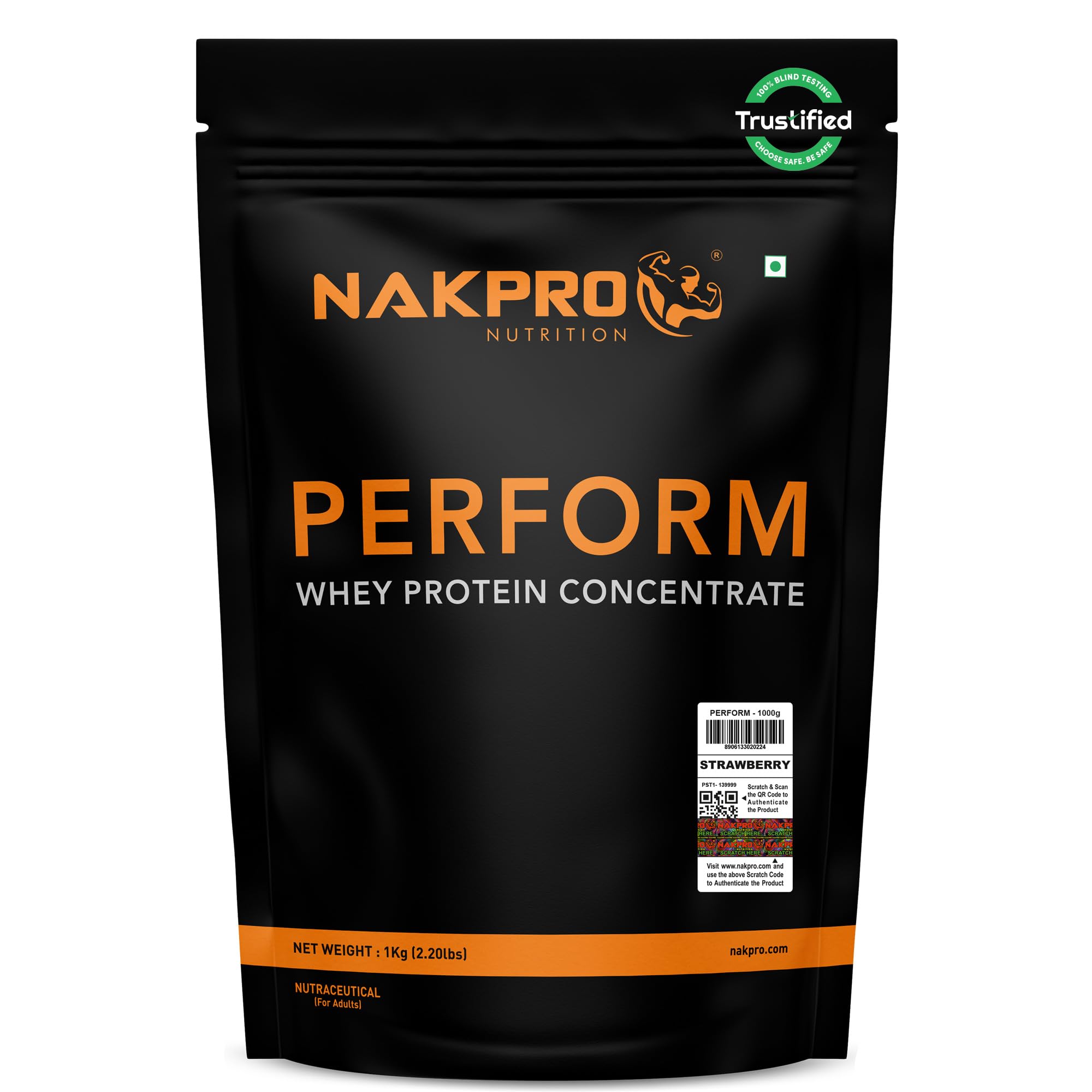 NAKPRO Perform Whey Protein Concentrate 1kg Strawberry