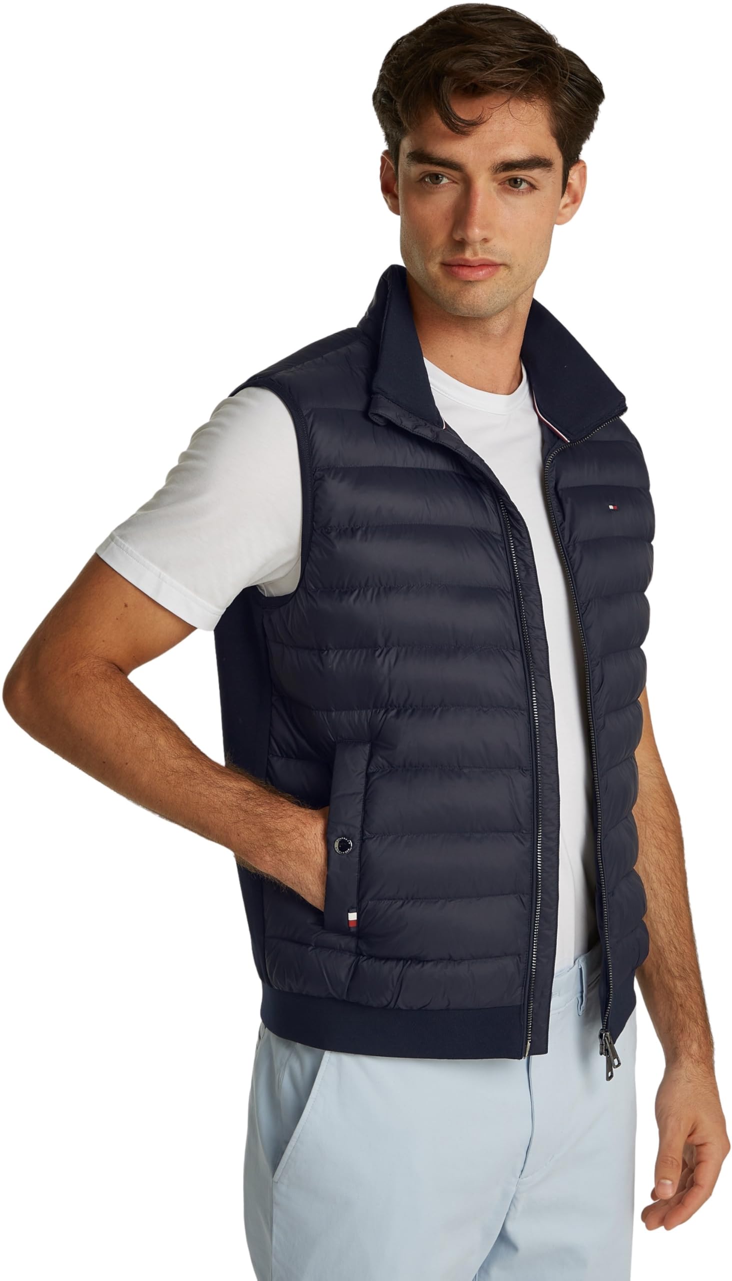 Tommy Hilfiger Men's Blue (Desert Sky) ’S Mix Quilt Gilet, S