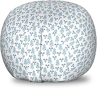 Vista 1 de Lunarable Moose Storage Toy Bag Chair, Xmas Image of Elk Heads with Fir Trees in Cold Tones on Plain Background, Stuffed Animal Organizer Washable