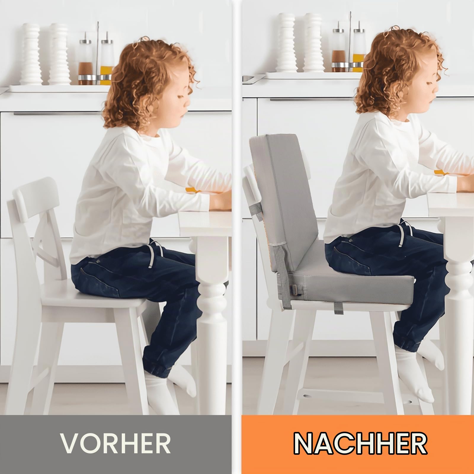 Sitzerhöhung Stühle Kind für Den Tisch, PU waschbar 2 Stücke Riemen Sicherheitsschnalle Kinder Booster Sitz für Esstisch, tragbare Reise Erhöhen Kissen für Stuhl