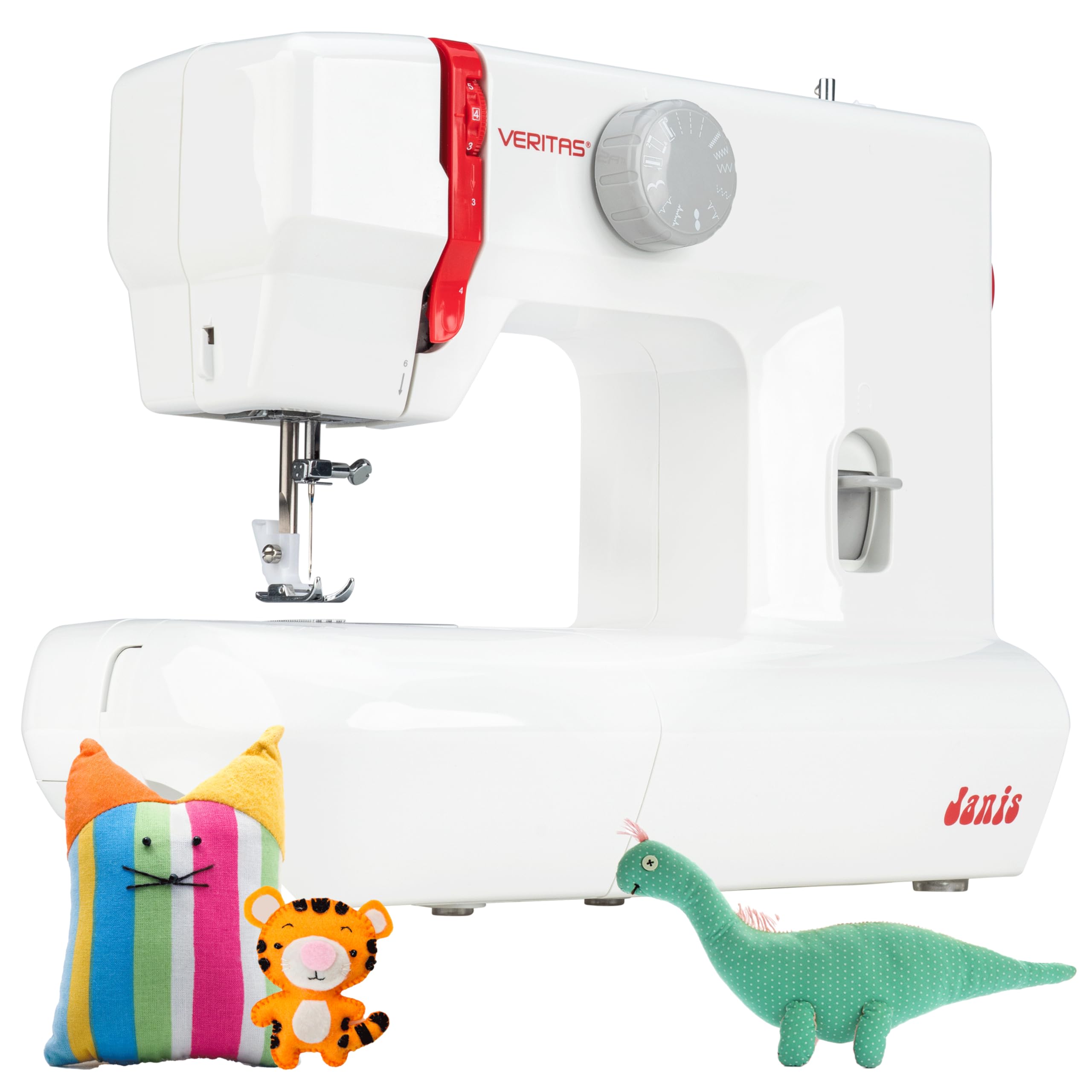 VERITAS Kinder-Nähmaschine Janis I mit Fuß-Pedal I Einfädelhilfe & Fadenabschneider I 9 Stiche I LED-Nählicht I Zierstiche & Stretch-Stiche I Kleine Nähmaschine für Anfänger Küche, Haushalt & Wohnen
