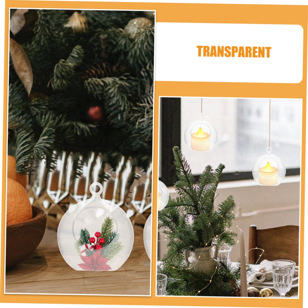 ARTIBETTER Bolas Decorativas Transparentes Rellenable 20 Unidades 8 CM Bola Hueca de Acrílico para Bricolaje y Decoración Navideña Fiestas Bodas Cumpleaños