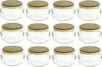 Vista 6 de Nakpunar 12 tarros de sopera de vidrio de 3.3 oz con tapas negras, 3.4 fl oz