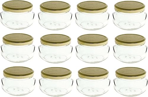 Miniatura 6 de Nakpunar 12 tarros de sopera de vidrio de 3.3 oz con tapas negras, 3.4 fl oz