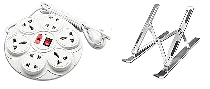 MLU 8+1 Round Strip 4 mtr Extension Cord;6 Amp 8 Universal Multi Plug Point Extension Board with LED Indicator