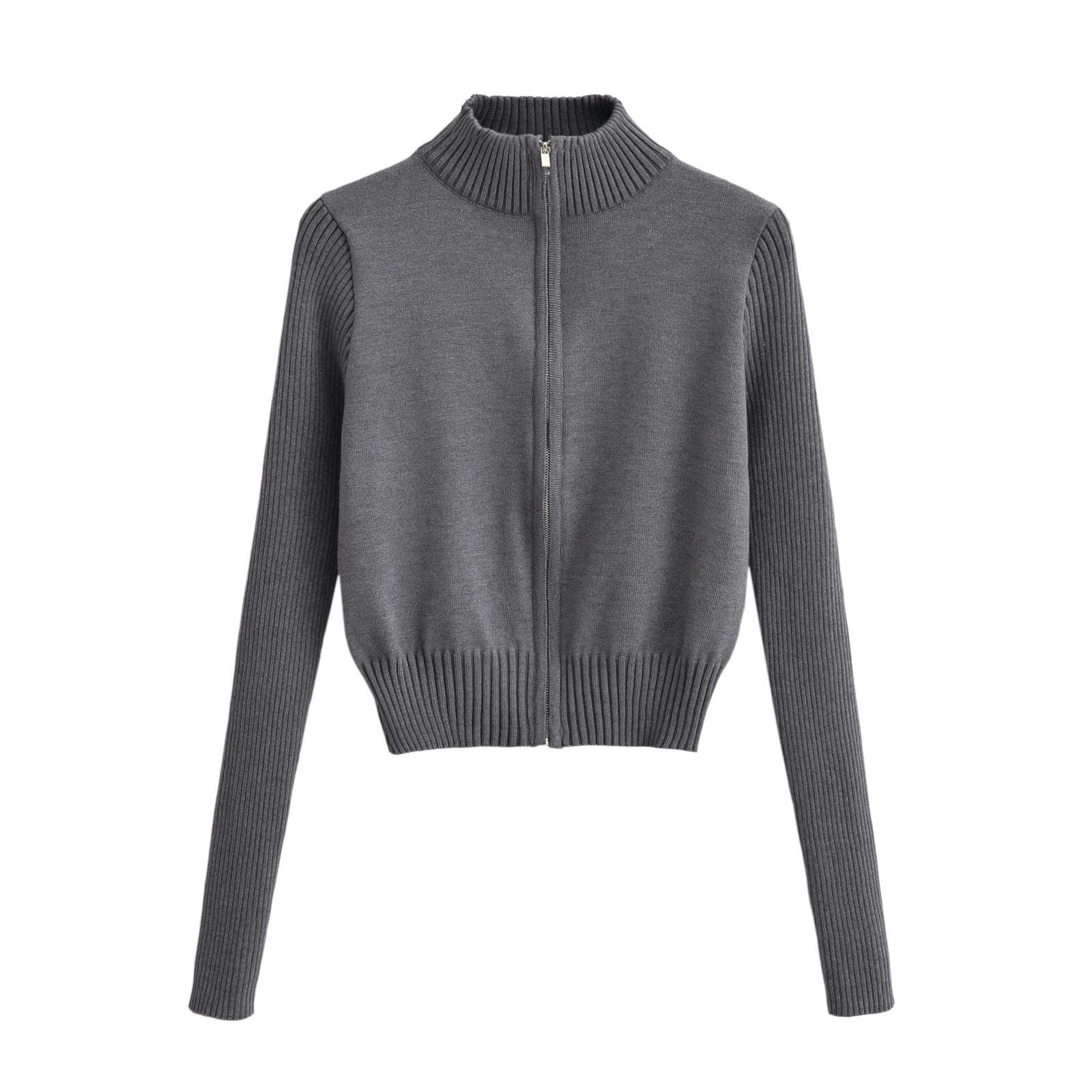 Col montant pour femme veste tricotée idéale pour les sorties