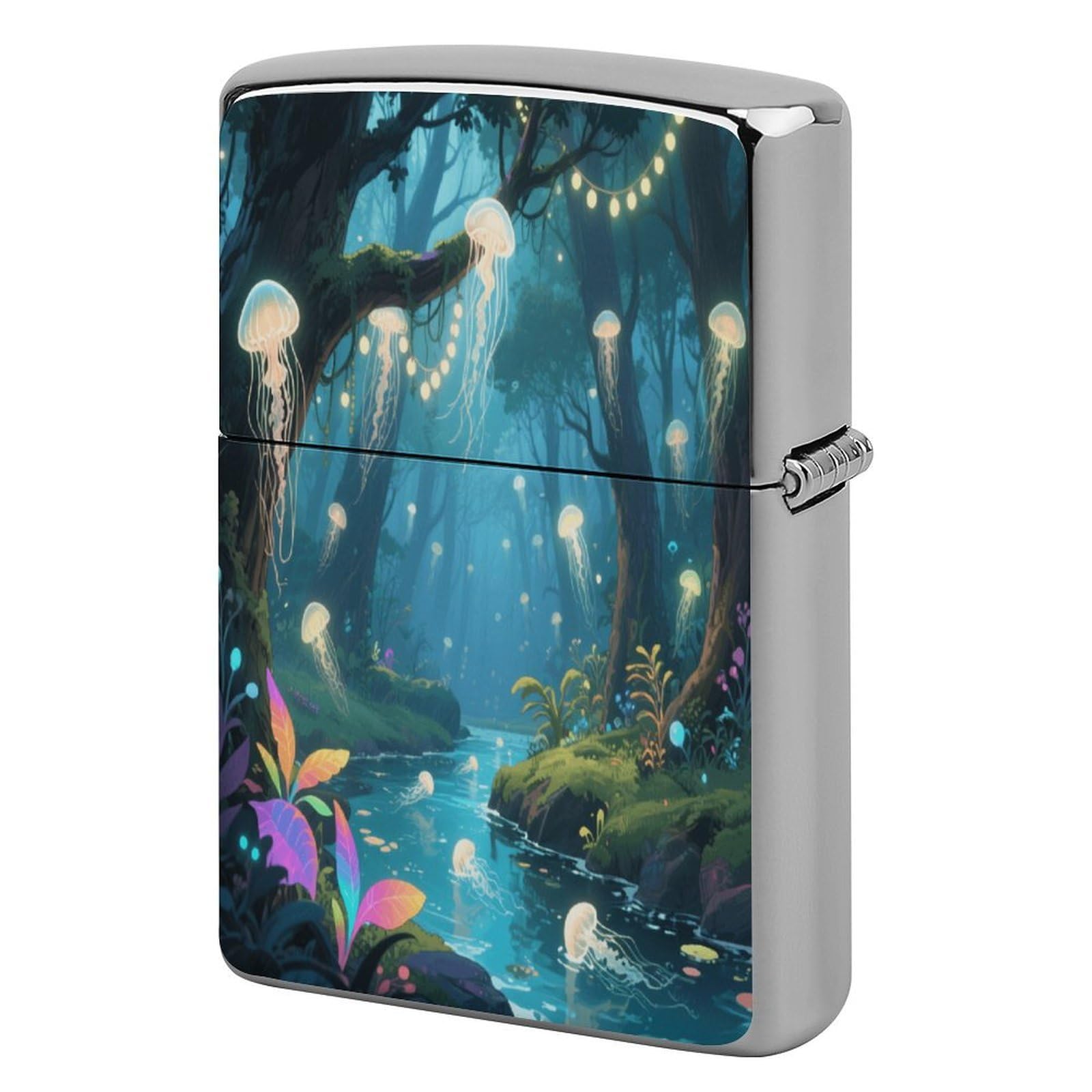 Fekiloot Style Jellyfish Forest Lighter Case Cover Metal Lighter Case